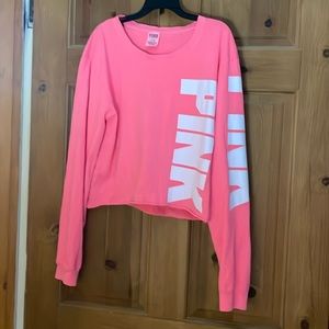 VS PINK neon long sleeve logo crop top size Small EUC